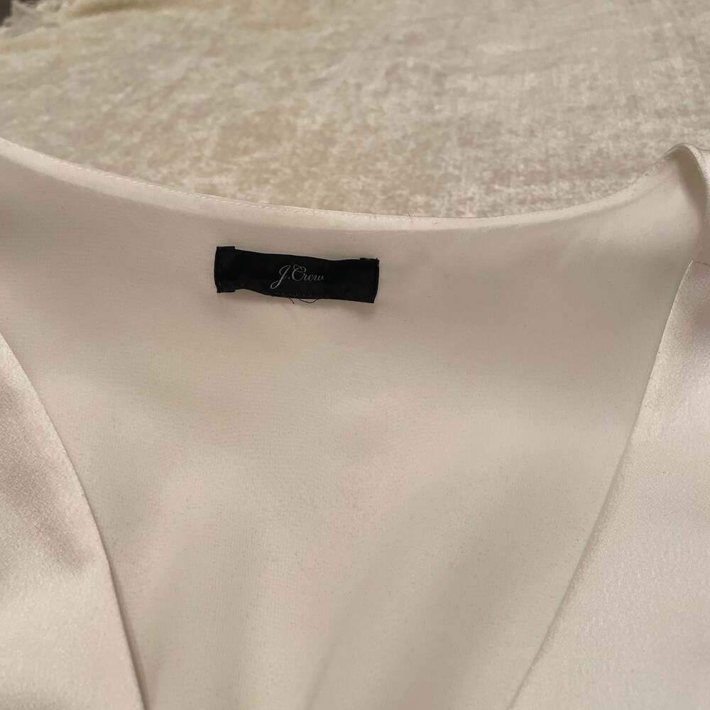 J. Crew Satin Long Sleeve Peplum Blouse Sz6 Ivory Old Money Lux - Picture 5 of 8